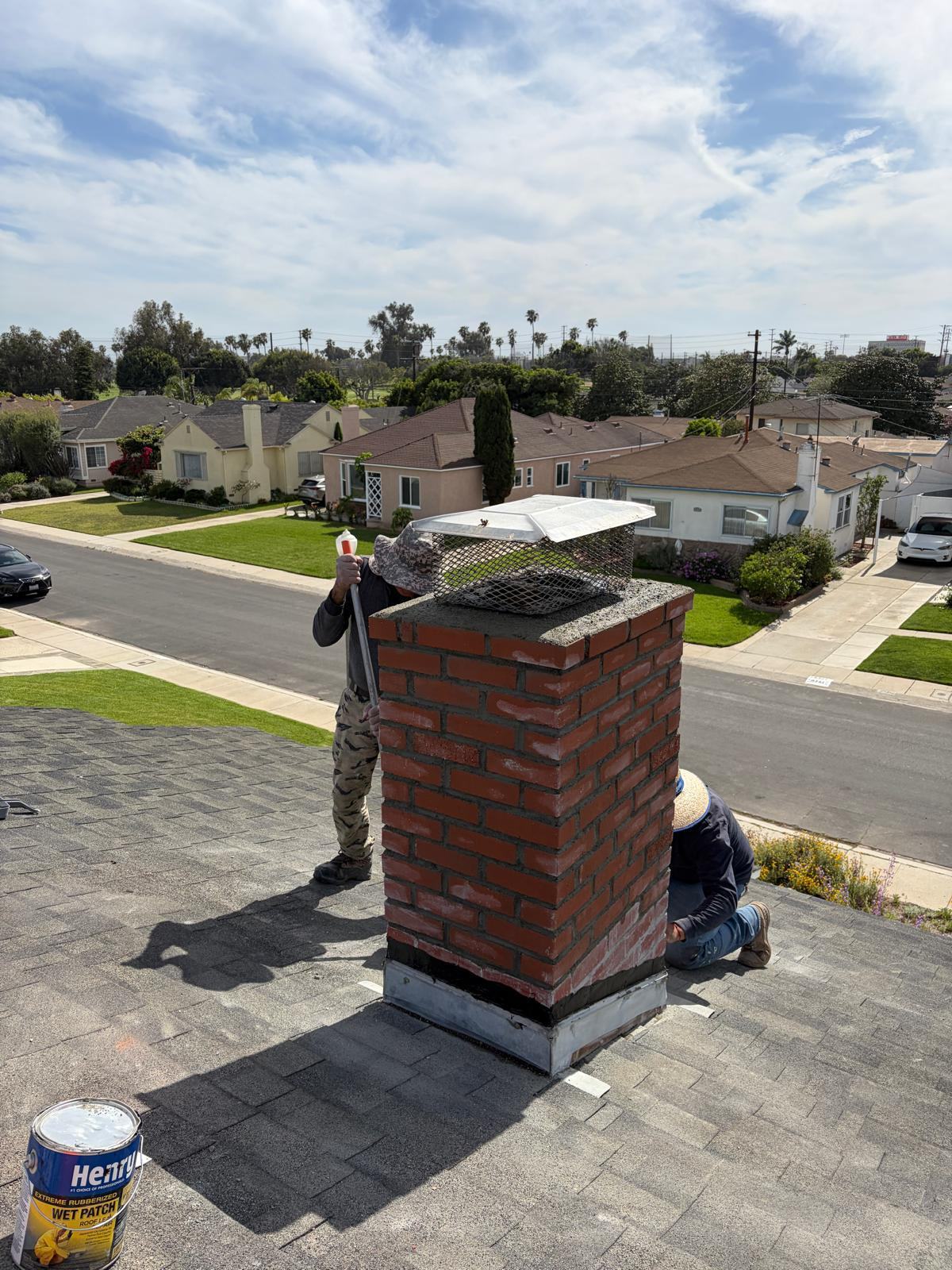 Finished rebuilt chimney with stainless cap and new flashing